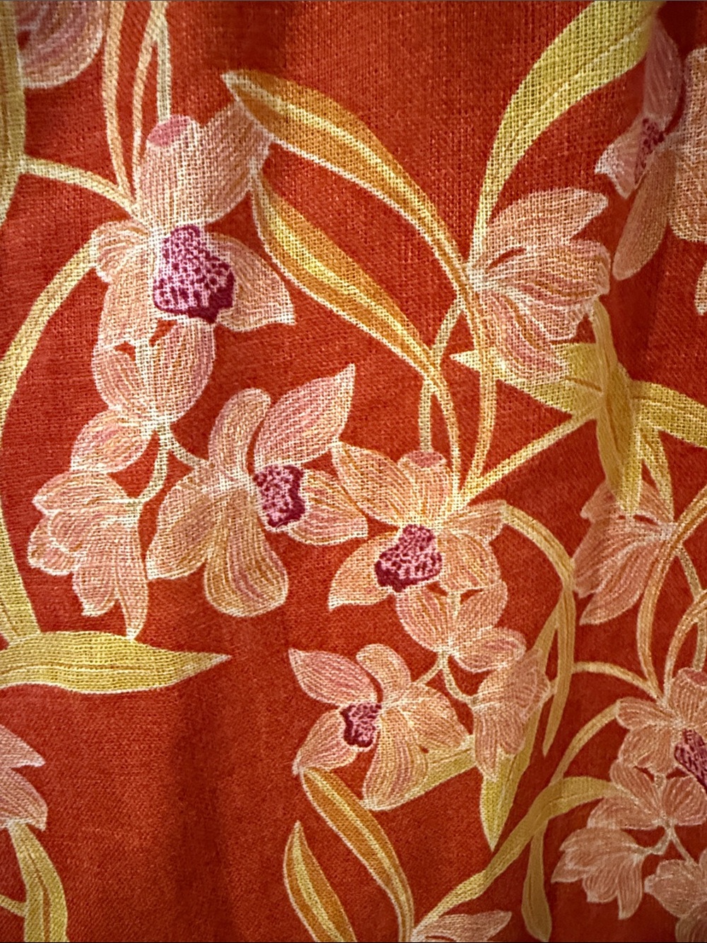 Rachel Zoe Rust Floral Off-Shoulder Blouse with Yellow and Pink Accents